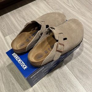 Birkenstock Boston Clog - Taupe Suede 39 regular like new